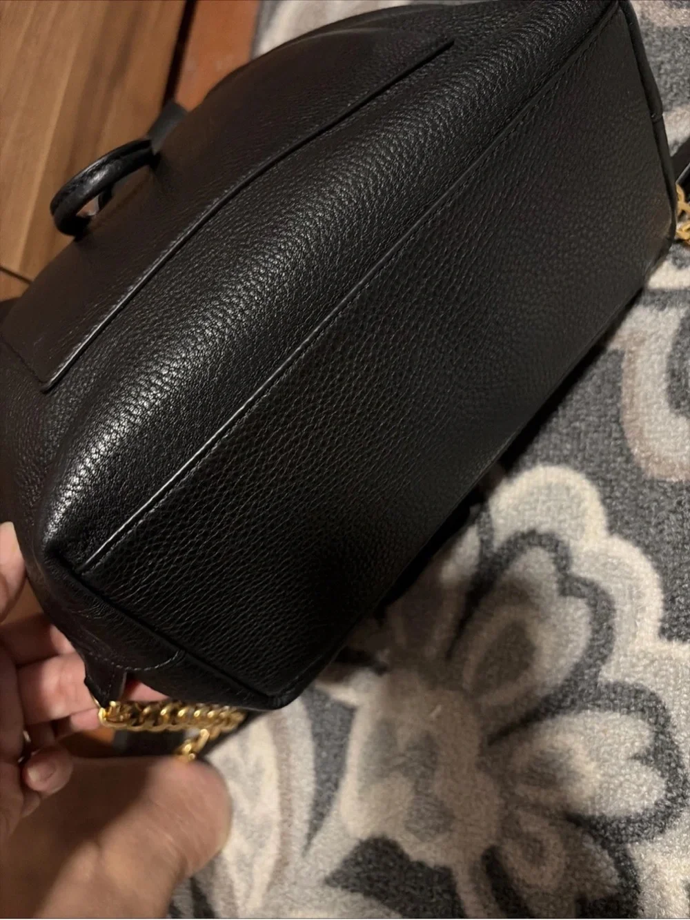 NWT Tory Burch Chelsea Black Leather Backpack with Gold chain & logo